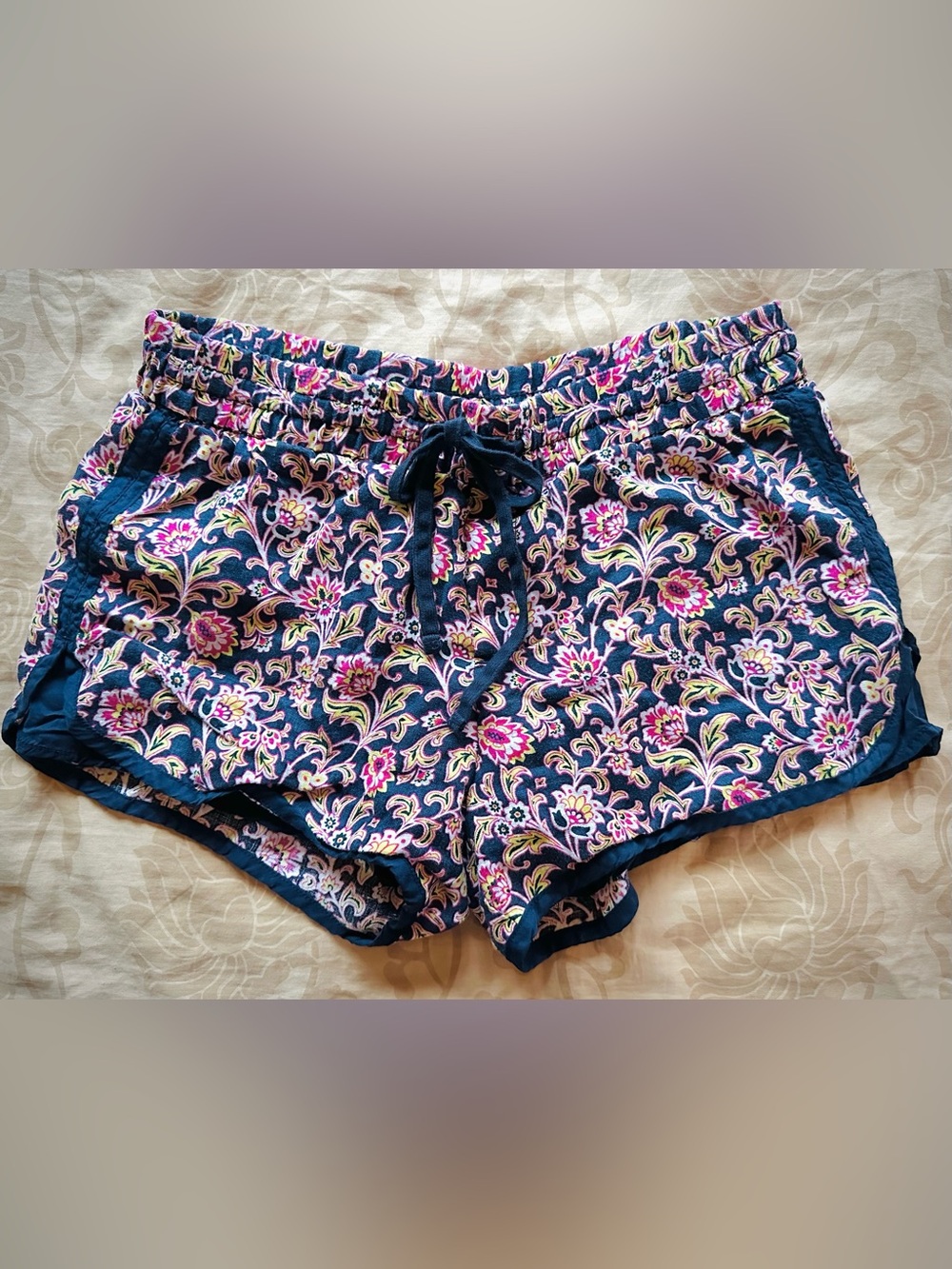 GAP Boho Floral 100% Linen Lined Drawstring Shorts Size S